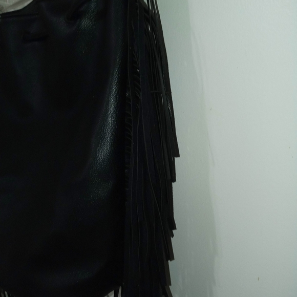Victoria Secret black Drawstring Backpack With Fringe down both sides - Picture 12 of 13